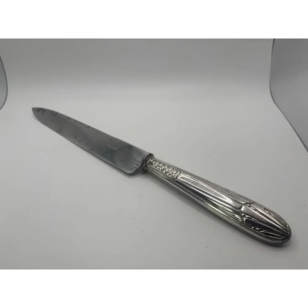 ANTIQUE FRENCH SILVER ROAST CARVING SET Charles Murat CATTAILS BOX .950